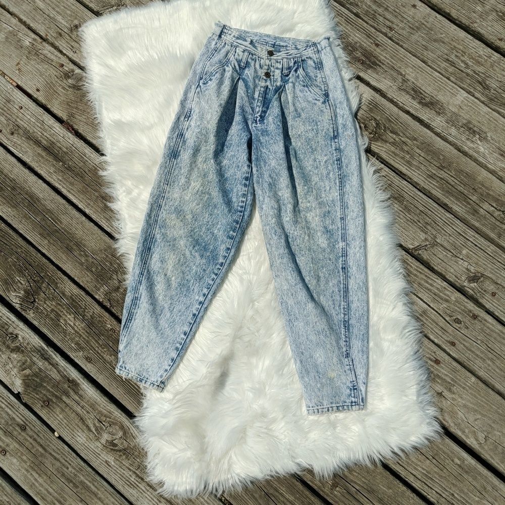 Vintage BUGLE BOY Jeans SZ 7 Acid Wash Distressed